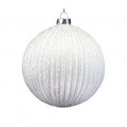  Christmas decoration - Winter Dreams Glass Bauble 8cm. (white with glitter)