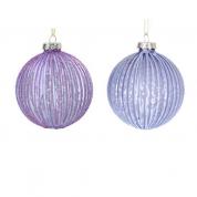  Christmas decoration - Glass Bauble 8cm. (violet with glitter)