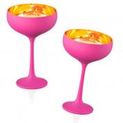  Бокалы для сладкого шампанского, коктейлей - Муха (розовый, золотой) 2 шт.