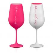  Viini lasit, Cocktail lasit - Love you forever 550ml. (valkoinen, vaaleanpunainen)