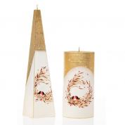 Candles - Christmas wreath and birds (golden)