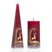 Christmas candel - Golden Deer, red