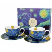  Сервиз - фарфоровые чайные чашки и блюдца Винсент Ван Гог (Звездная ночь)