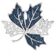  Brooch - Maple leaf CZ (blue, white)
